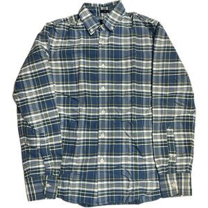 J. Crew Men's Shirt‎ Small Blue Striped Plaid Oxford Slim Fit Long Sleeve